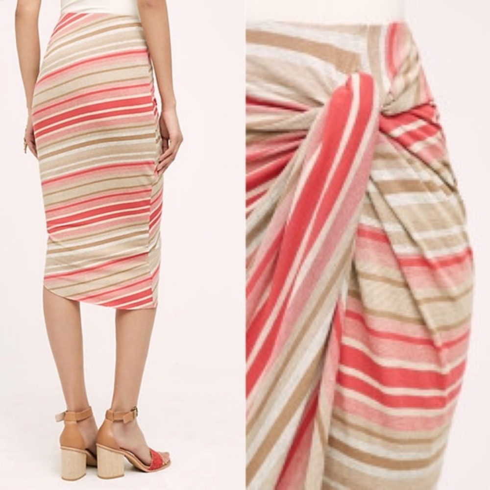 Anthro Bailey44 Striped Knotted Side Pencil Skirt - Picture 3 of 4